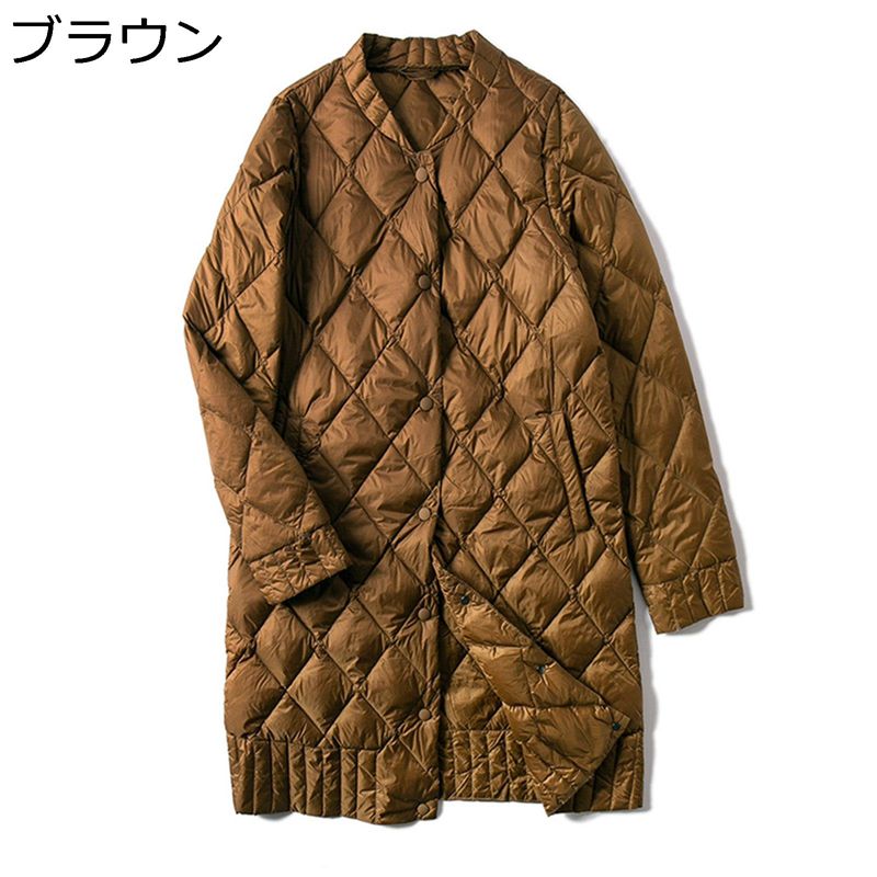 落ちこむ上衣 レディース 否色つや ロング丈 アーガイル柄 合鴨綿羽 ロング厚地の外套 膝下長 落ちこむ入れ 上衣 長袖 隠し付き添い人 名取り草付き添い人 秋冬服 厚地の外套 亭主もち 雅びやか 日常