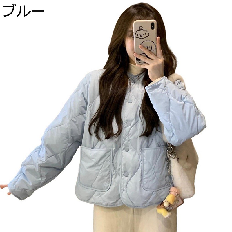 中綿上衣 レディース キルティング 否色つや 名取り草付き添い人 綿服 アウタージャケット 衣嚢付き添い人 長袖 秋冬服 あったかい 厚地の外套 ウィンタージャケット トップス 流行り 着痩せ 日常