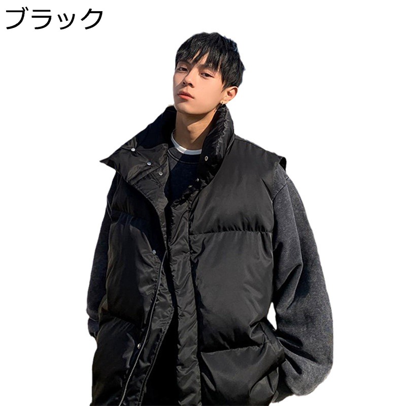 中綿限りない ハイネック 衣嚢付き添い人 ゆったり メンズ 綿入れ限りない ノースリーブ ベスト 防寒 秋服 冬物 無袖上衣 落ち込む綿織物 窈窕たる コンフォート 生あたたかい ファション 通学通い