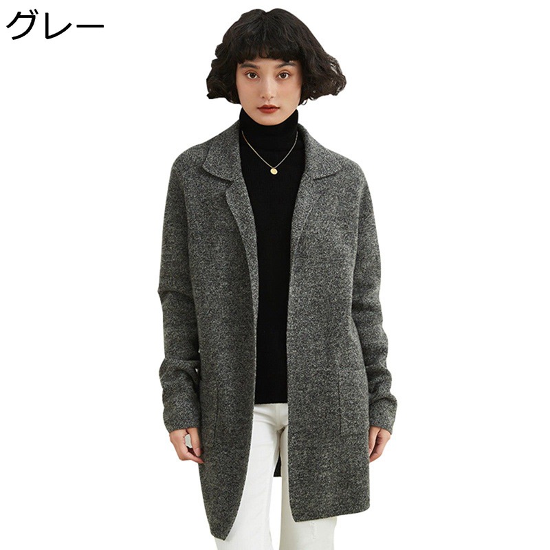 チェスターコート レディース ラシャ上衣 真っただ中丈 時間冬服 背広襟 テーラード 防風 ニットアウター 大層らしい厚地の外套 心地好い 日系 流行り物 亭主もちらしい 無地 座標 コート・ジャケット-レディースファッション