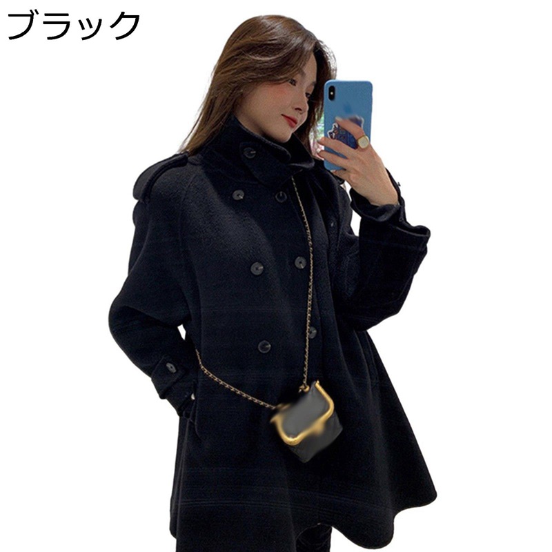 ラシャ厚地の外套 絨毛 真っただ中ロング ハイネック/折り襟 レディース チェスターコート 愛くるしげ 秋用 冬用 長袖アウター 第一義的 心地好い かっこ良い 毛玉なし ホンブルグ帽 お出かけ 街着 コート・ジャケット-レディースファッション