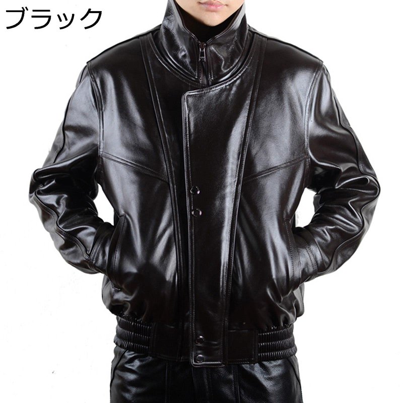 本革上衣 なめし革 メンズ 6xl 中綿入れ 自動二輪車上衣 毛皮襟付 なめし革上衣 ジップアップ 気が大きい大きさ ライダースジャケット 取りはらい能力のある 立ちのど首 革ジャン 秋冬服 防寒 朦々たる ゆったり