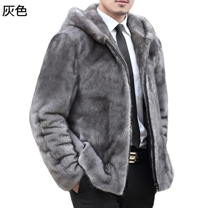 メンズ ファーコート 毛皮ジャケット ジップアップブルゾン グレー S-6XL フード付き ショートコート フェイクファー 男女通用 もこもこ ふんわり 無地 防寒着 スタジャン ジャンパー ゆったり 秋 冬｜感謝マーケット