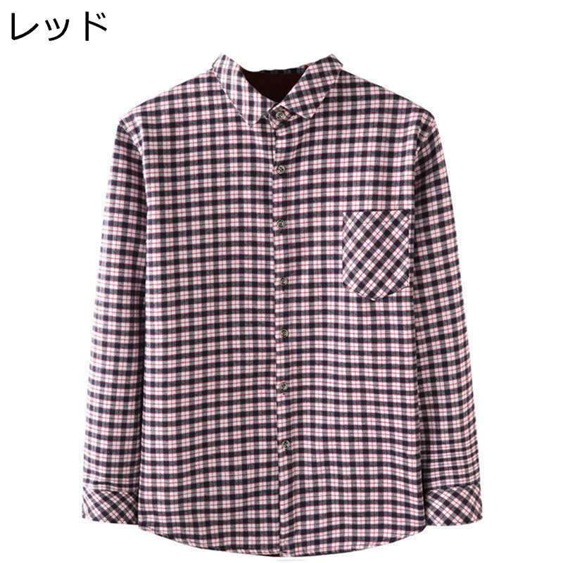冬用シャツ メンズ チェックシャツ 開襟シャツ おしゃれ 厚手 裏ボア 暖かい 防寒 保温シャツ ビジネス カジュアル 秋冬 長袖 大きいサイズ 細身 耐久性 紳士服 通勤 上着｜感謝マーケット