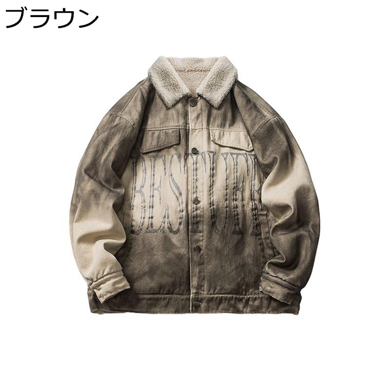 上衣 メンズ ヴィンテージ製造 綿100% ボアデニムジャケット ボアフリース 裹起毛 Gジャン 上衣 中綿厚地の外套 レディース 秋冬着 朦朦たる 保温 防風防寒 欧米風 自己同一性的 表どおり系 メンズファッション-コート・ジャケット