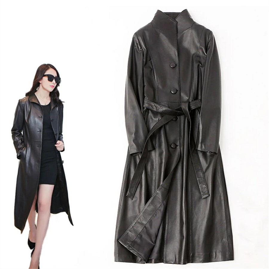 【セール‼️】革のコート・ワンピース　イタリア製 羊革 Lilly Lynque リリーリン 本革 ワンピース 2way レザーコート - メルカリ