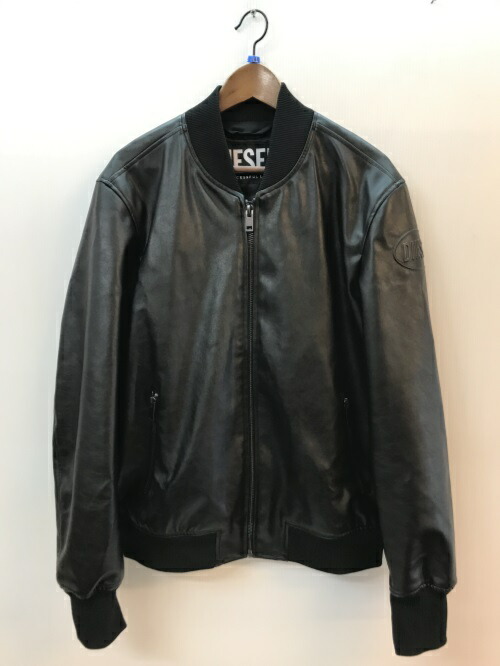 DIESEL ディーゼル ボンバージャケット フェイクレザー ポリウレタン 大きさXL 黒いこと L-ABBOT-NE-PU／アウター【中古】[☆4]