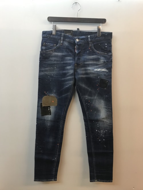 DSQUARED2　ディースエアード2　DARK WARM PATCH WASH SKATER JEANS　ダメージ加工　コットン　サイズ50　インディゴブルー　S74LB1158／ボトムス【中古】[☆3] 21,456円