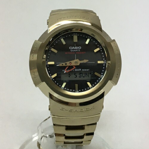 CASIO カシオ G-SHOCK ジーショック AWM-500GD-9AJF ウオッチ アナログ デジタル ソーラー駆動動力 盛りだくさん金属元素 メンズ ゴールド 黒いこと／時辰儀【中古】[☆3]