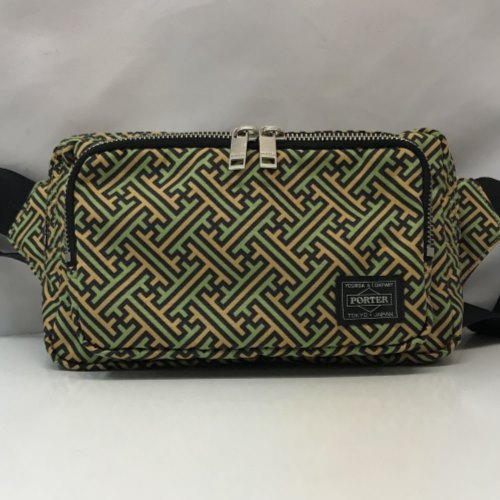 PORTER ポーター PATTERN パターン ウエストバッグ 総柄 イエロー グリーン ブラック／バッグ【中古】[☆3]