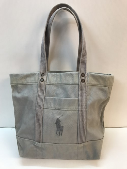 POLO RALPH LAUREN　ポロラルフローレン　トートバッグ　ポニーロゴ　キャンバス　グレー／バッグ【中古】[☆3]