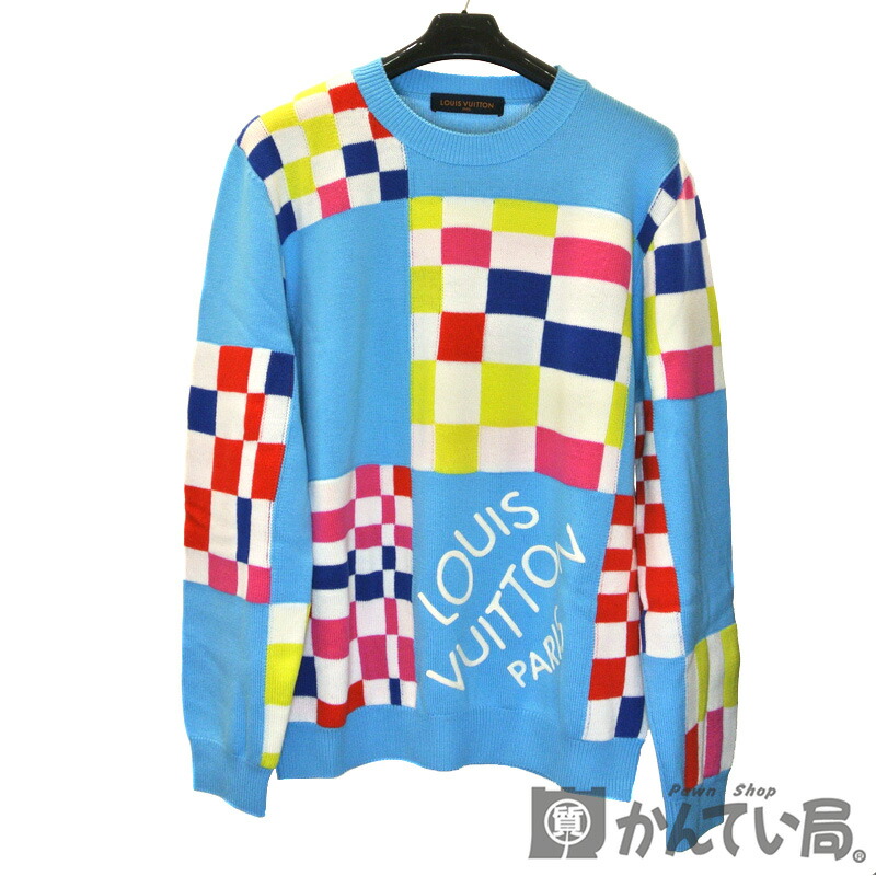 LOUIS VUITTON ルイヴィトン ダミエ メンズ　ニット セーター L ルイ・ヴィトン LOUIS VUITTON ダミエ柄ニットセーター HQN81W