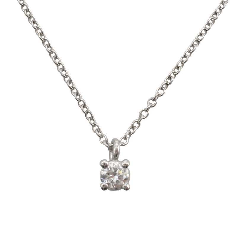 TIFFANY&Co.【ティファニー】ソリティア ダイヤモンド ネックレス PT950 ジュエリー アクセサリー【中古】USEDｰA