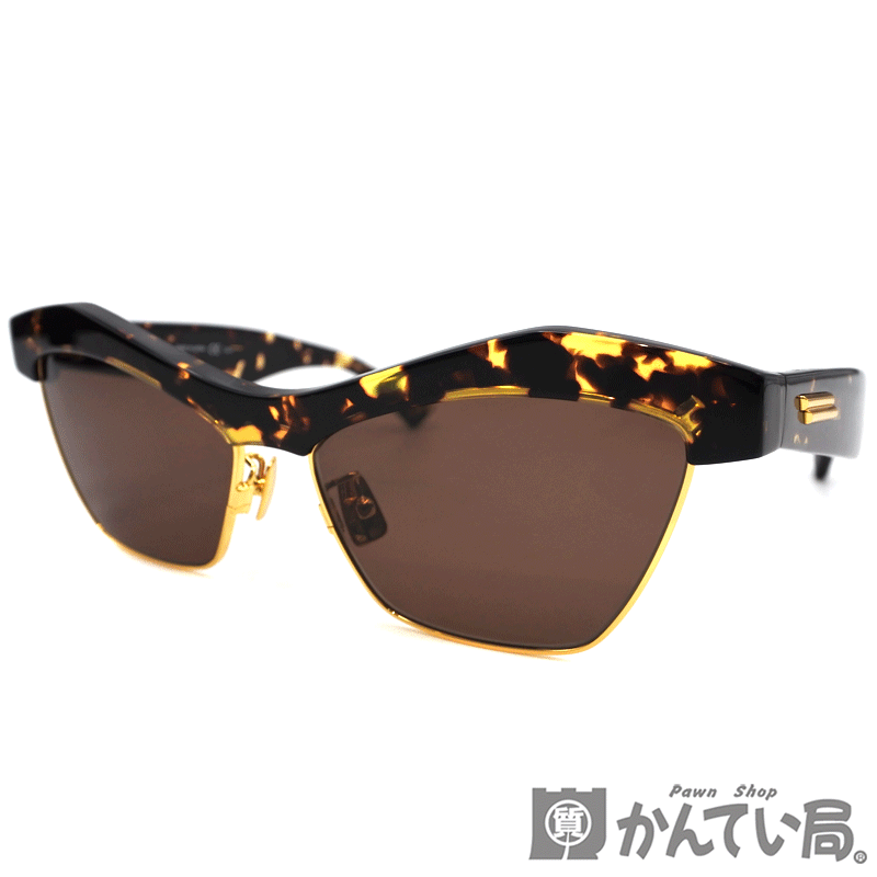 BOTTEGA VENETA【ボッテガ・ヴェネタ】サングラス BV1099S 002 57□15 145 鼈甲柄 ブラウン ゴールド ユニセックス【中古】USED-A