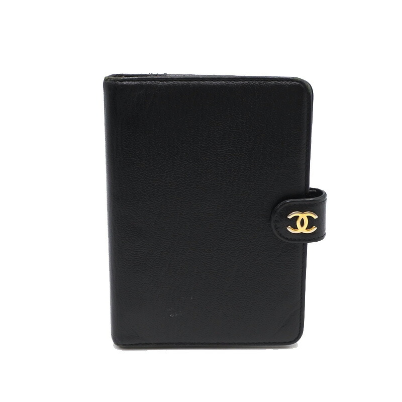 CHANEL【シャネル】万覚え帳取りまかなう ココマーク 黒いこと ゴールド金具 なめし革 6穴 取り合わせ万覚え帳【中古】USED-B