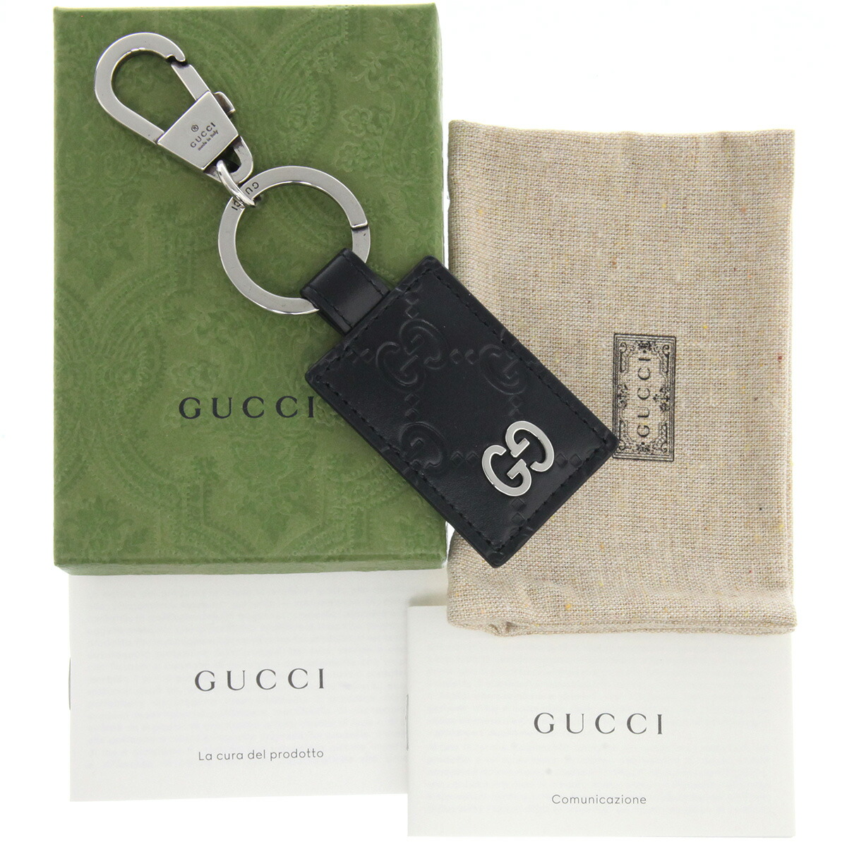 ◎正規新品同様　GUCCI　グッチ　GG　キーホルダーブラック 型番199919 楽天市場】GUCCI グッチ マイクログッチシマ キーリング