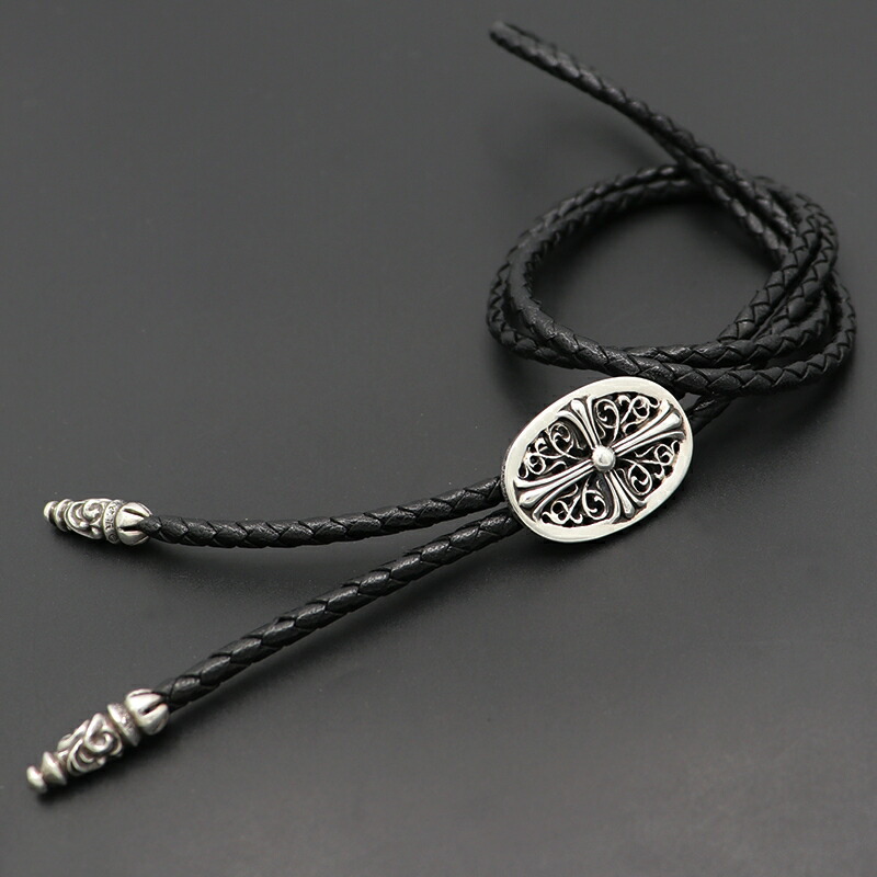 クロムハーツ ブラック レザー ネクタイ BSフレア 中古・古着通販