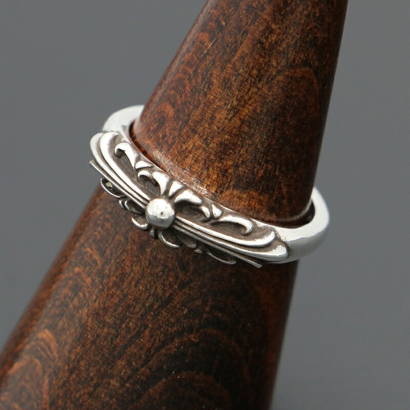 クロムハーツ　ベイビークラシックダブルフローラルクロスリング　17号 CHROME HEARTS 22K BABY CLASSIC FLORAL CROSS RING PAVE