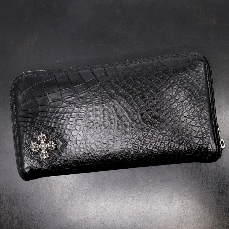 クロムハーツ【CHROMEHEARTS】【アリゲーター】ラウンドチャック金入れ/rec/レックウォレット/フィリグリープラス/はりつけ台継ぎ切れ/スクロール付け紙【中古】142237