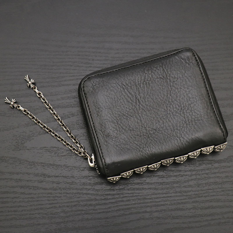 クロムハーツ【CHROMEHEARTS】【保証書付】3サイドジップ/ラウンドファスナー財布/ピラミッドスタッズ/ベイビーファット/ペーパーチェーン【中古】14727｜ブランド鑑定団