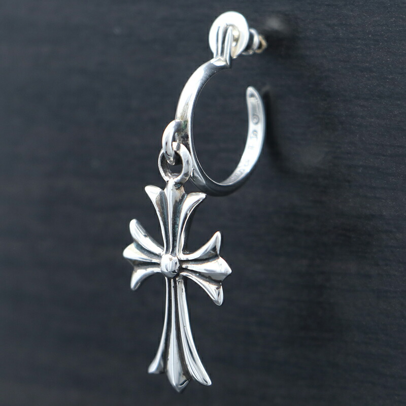 並行輸入品CHROME HEARTS クロスピアス新品 CHROME HEARTS クロムハーツ ピアス クロスフープ シルバー