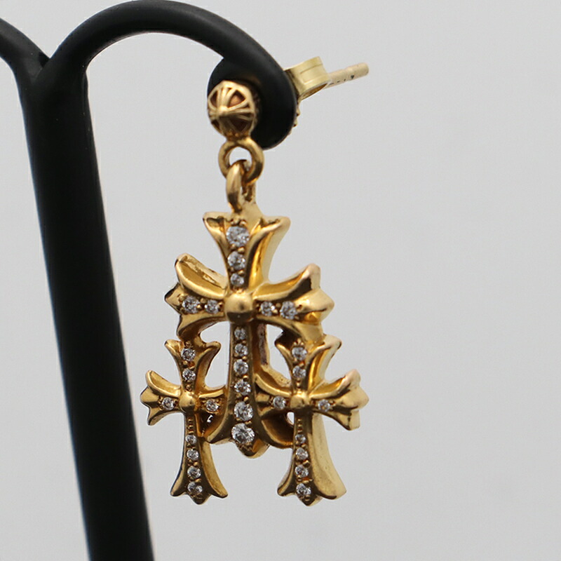 クロムハーツ【CHROMEHEARTS】【22K】【ダイヤモンド】3 CH CROSS DROP/トリプル CHクロス ドロップピアス/4.32ｇ【中古】141797｜ブランド鑑定団