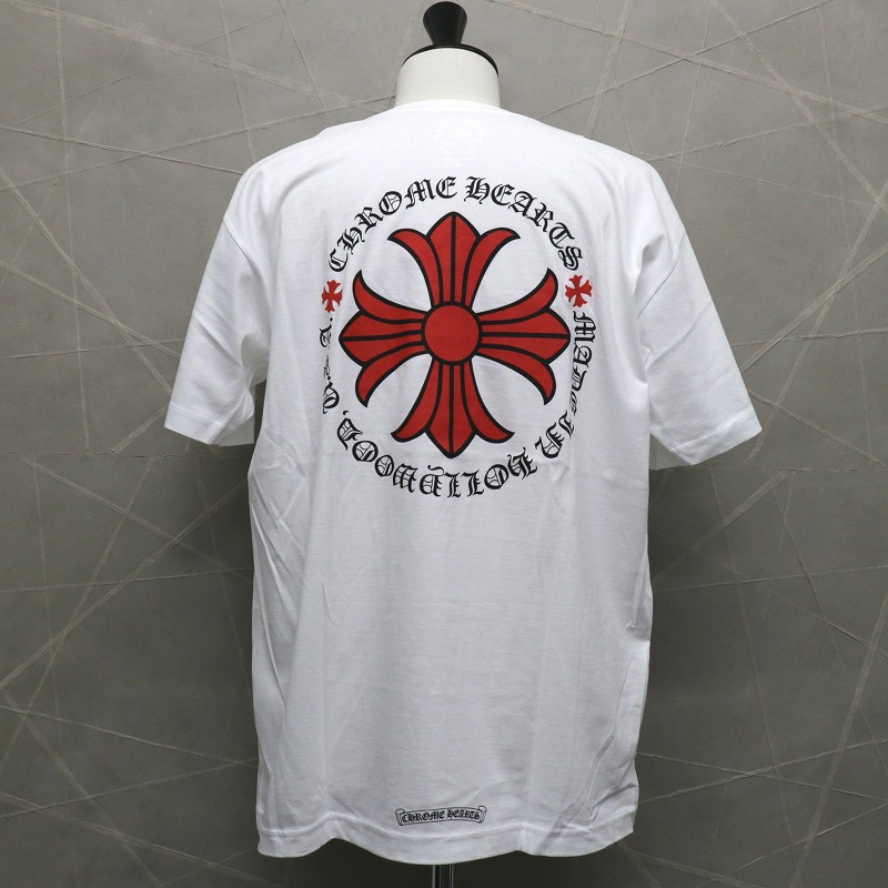 【レアル】】クロムハーツホワイト Tシャツ CH ロゴ ポケット付きXL クロムハーツメンズハーフスリーブポケットTシャツCHクロス