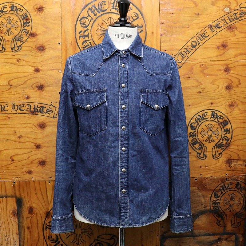 クロムハーツ【CHROMEHEARTS】デニムシャツ/ウエスタンシャツ/クロスボタン/Mサイズ【中古】131478