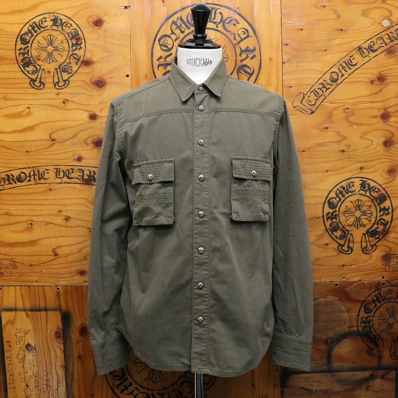 クロムハーツ【CHROMEHEARTS】ARMY FBRC/BS太陽フレア名取り草/ミリタリープルオーバー/カーキ/L大きさ【中古】142374