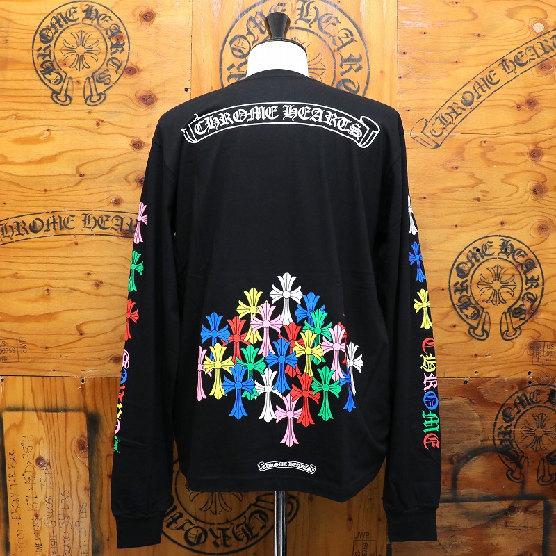 クロムハーツ【CHROMEHEARTS】セメタリークロス/ロンT/袖プリント/ロングスリーブTシャツ/マルチカラー/ブラック/Lサイズ【中古】131685｜ブランド鑑定団