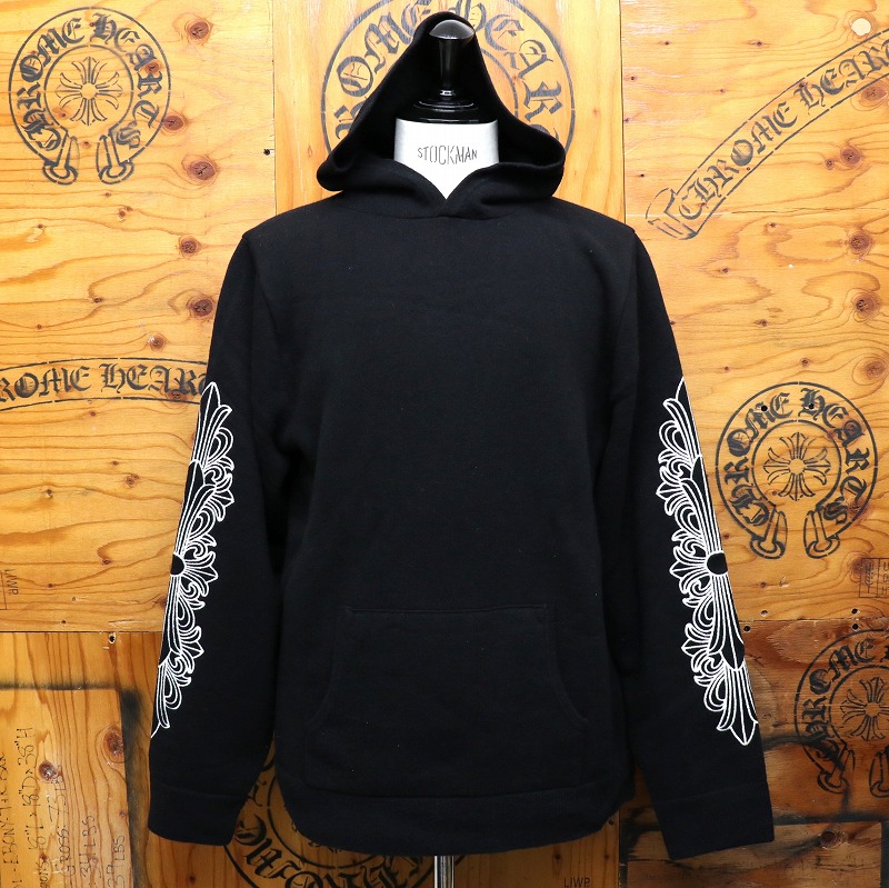 クロムハーツ【CHROMEHEARTS】【カシミール】カシミヤニットフーディ/カシミールパーカー/フローラルクロス刺しゅう/黒いこと/M大きさ【中古】141347