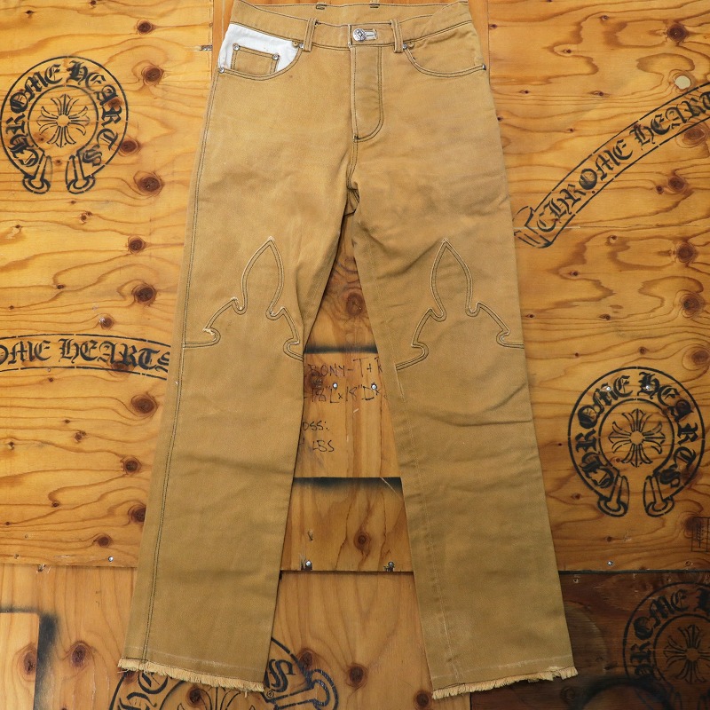 クロムハーツ【CHROMEHEARTS】デニムパンツ/フレアニー/ホースシューボタン/キャメル/29インチ【中古】133147|ブランド鑑定団