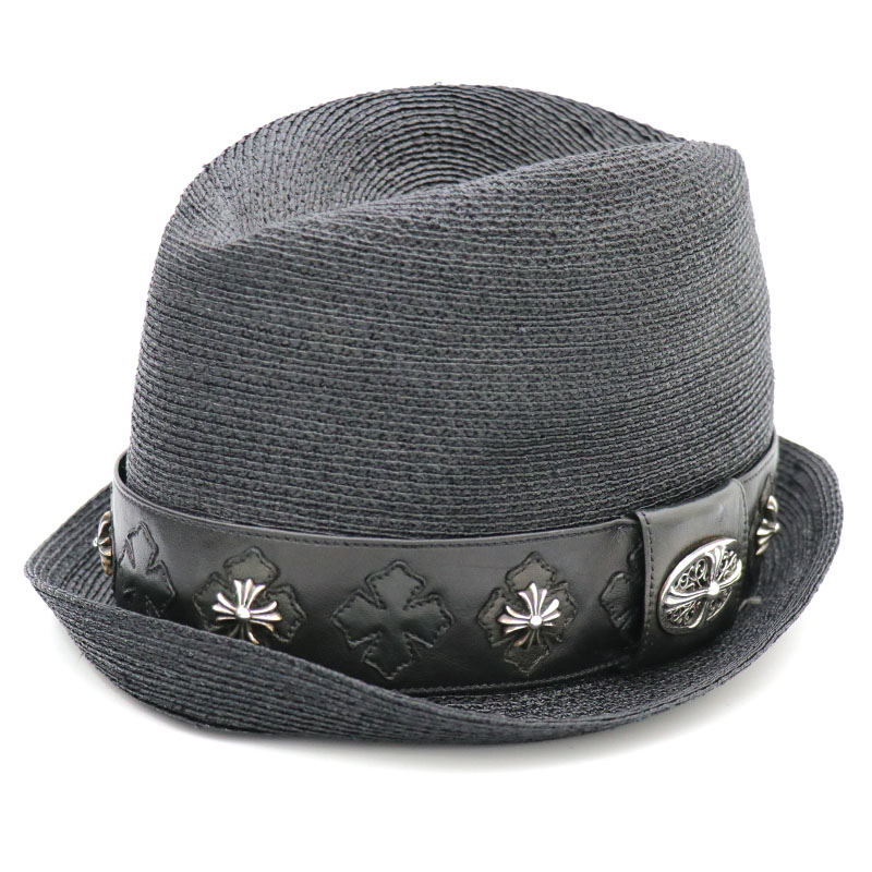 クロムハーツ【CHROMEHEARTS】【スモール】オーバルはりつけ台＆CHつけ加える/かんかん帽/麦わら帽子【中古】11337-3