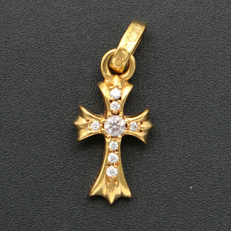 K18 センターダイヤファットクロストップ CHROME HEARTS クロムハーツ ネックレス メンズ レディース