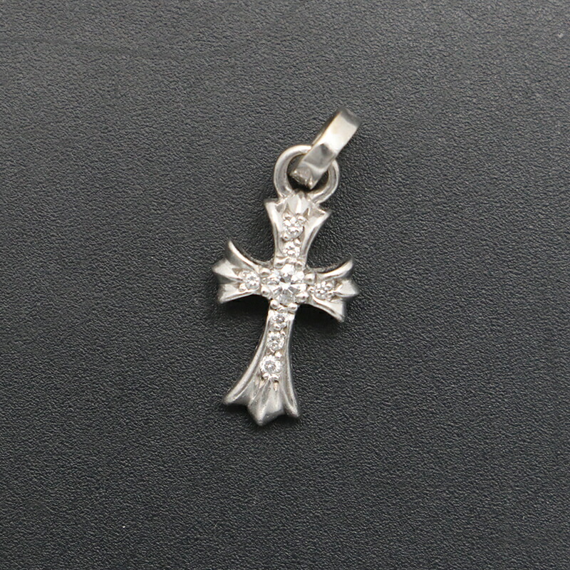 クロムハーツ【CHROMEHEARTS】【K18WG】【ダイヤモンド】ホワイトゴールド/CHRM BBYFAT P / DIA /ベイビーファットクロスチャーム/ペンダントトップ/パヴェ/18K/2.83ｇ【中古】142589｜ブランド鑑定団 404,991円