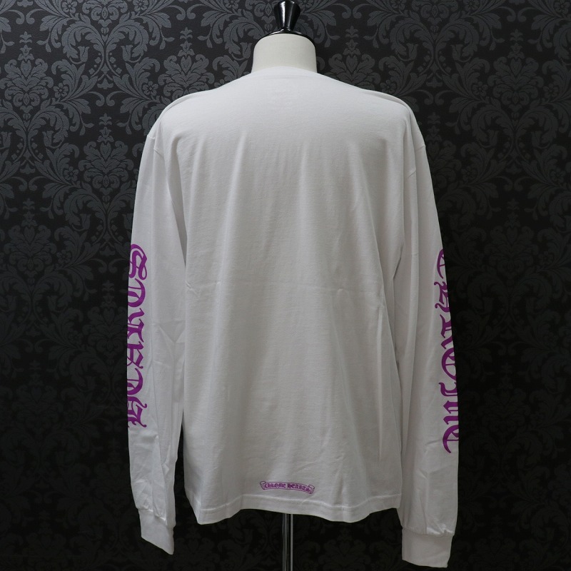 クロムハーツ　ダガープリント アームプリント 長袖 Tシャツ ホワイト　M CHROME HEARTS クロムハーツ OLD Dagger logo L/S Tee オールド