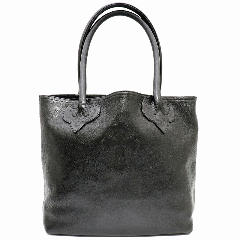 CHROME HEARTSクロムハーツ3パッチトートバッグ CHROME HEARTS 3 Cemetery Cross Patch Leather Tote Mini Bag