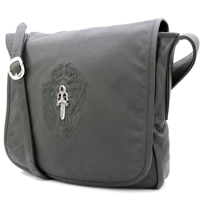 クロムハーツ【CHROMEHEARTS】電子メイル御徒面子/ショルダーバッグ/ラージダガー/黒いこと【中古】141538
