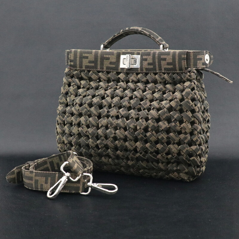 フェンディ【FENDI】ピーカブー アイシーユー ミニ イントレッチオ/7VA530/ズッカ/2WAYハンドバッグ/ブラウン【中古】稲沢店（122408）