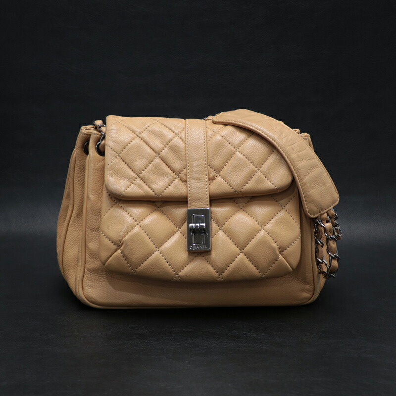 シャネル【CHANEL】 2.55 チェーンショルダー / マトラッセ / キャビアスキン / ワンショルダー / ベージュ系【中古】稲沢店