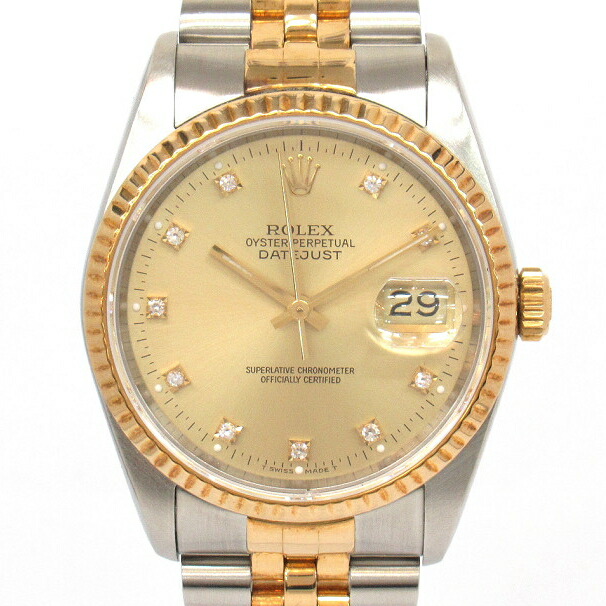 メンズ時計【中古】 　ＲＯＬＥＸ　ロレックス 　デイトジャスト　１０Ｐダイヤ 　１６２３３Ｇ（Ｌ番） 　１９８９～１９９０年頃 　オーバーホール済、仕上げ済 【楽ギフ_包装選択】