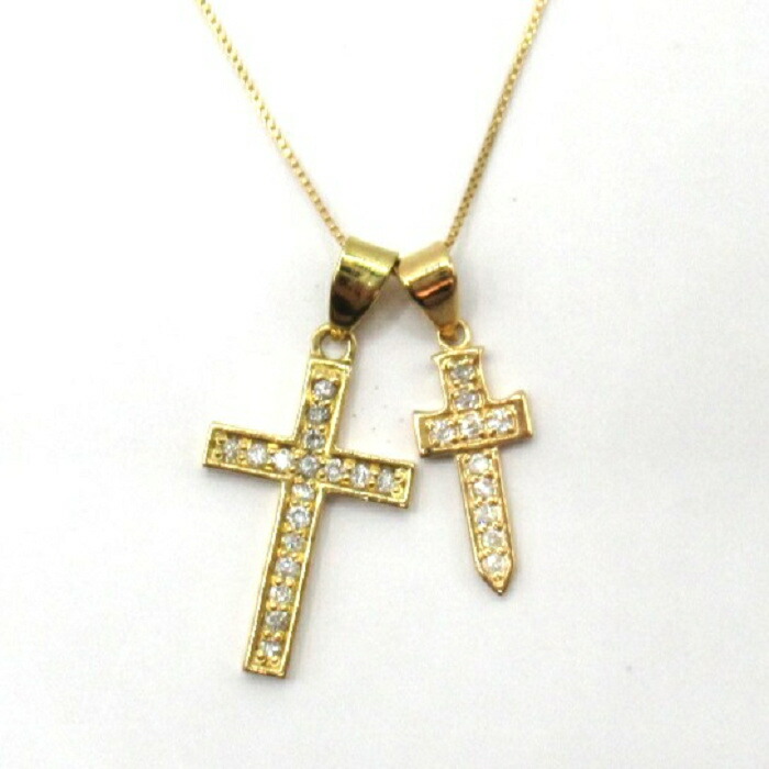 レディース【中古】 クロスダイヤネックレス K18 ダイヤモンド ゴールド 金 D0.11ct D0.05ct【楽ギフ_包装選択】|質屋かんてい局上尾駅前店