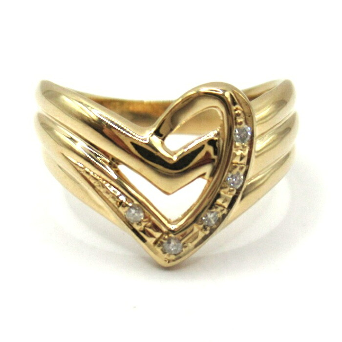 【中古】 　ダイヤモンドリング 　Ｋ１８　Ｄ０．０５ｃｔ 　金　ゴールド 　約＃１１　約１１号 　仕上げ済み 【楽ギフ_包装選択】