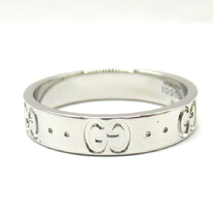 【中古】 　ＧＵＣＣＩ　グッチ 　アイコンリング 　Ｋ１８WG　ホワイトゴールド　金 　刻印＃１１　実寸約１０．５号 　仕上げ済 【楽ギフ_包装選択】