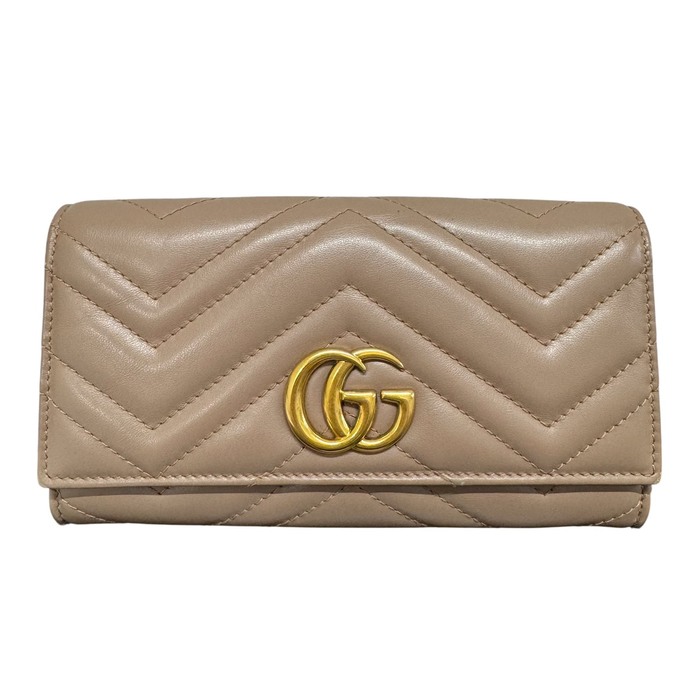 レディース【中古】 　GUCCI　グッチ 　ダブルG　コンチネンタルウォレット 　443446 　長財布　レザー　ベージュ 【楽ギフ_包装選択】