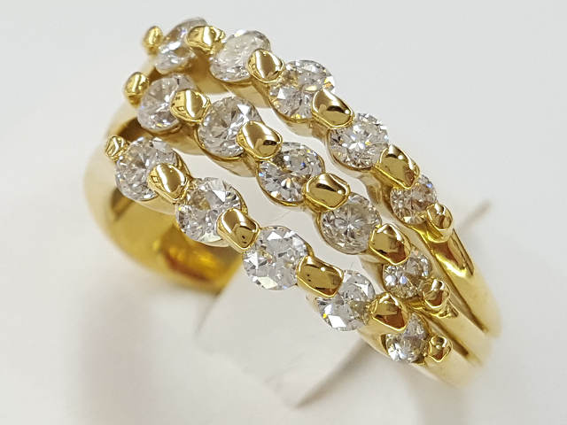 都内で レディース ダイヤリング K18 D1.0ct #11 約11号 ゴールド 金