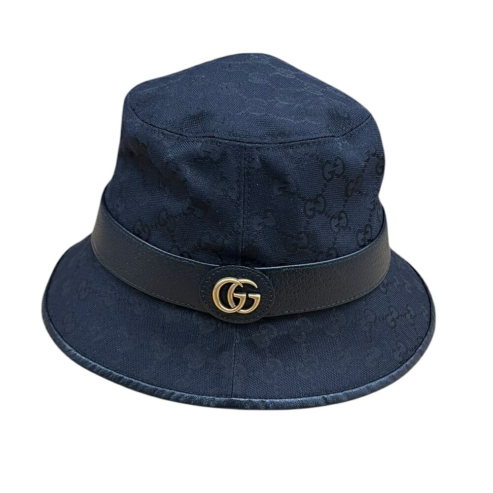 GUCCI オリジナル GGキャンバス バケットハット576587 S/57 GUCCI/グッチ】人気 ダブルG付き GGキャンバス バケットハット