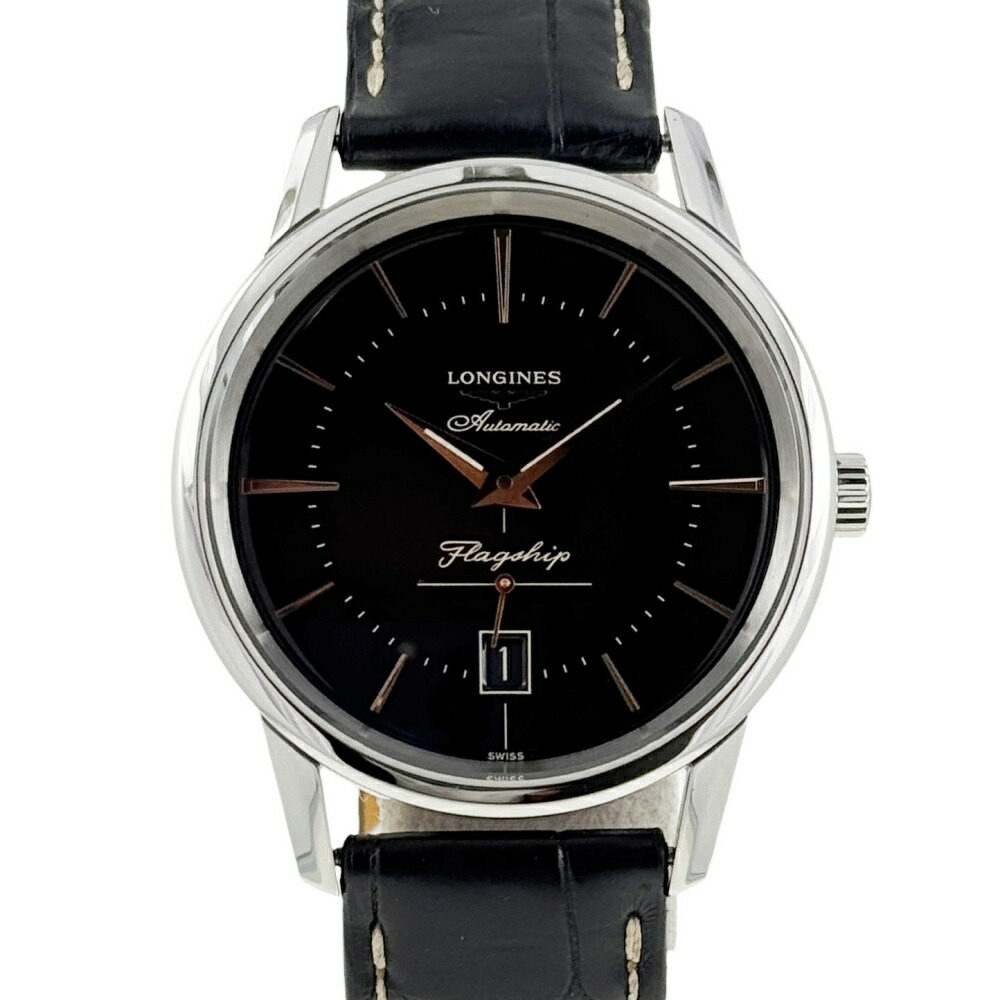 LONGINES 【ロンジン】 L4.795.4.58.0 フラッグシップ ヘリテージ メンズウォッチ 腕時計 自動巻き 機械式時計 デイト表示 30ｍ防水 パワーリザーブ42時間 黒文字盤 仕上げ磨き済み 【中古】 USED-SA 質屋 かんてい局 加古川店 A2502759 007