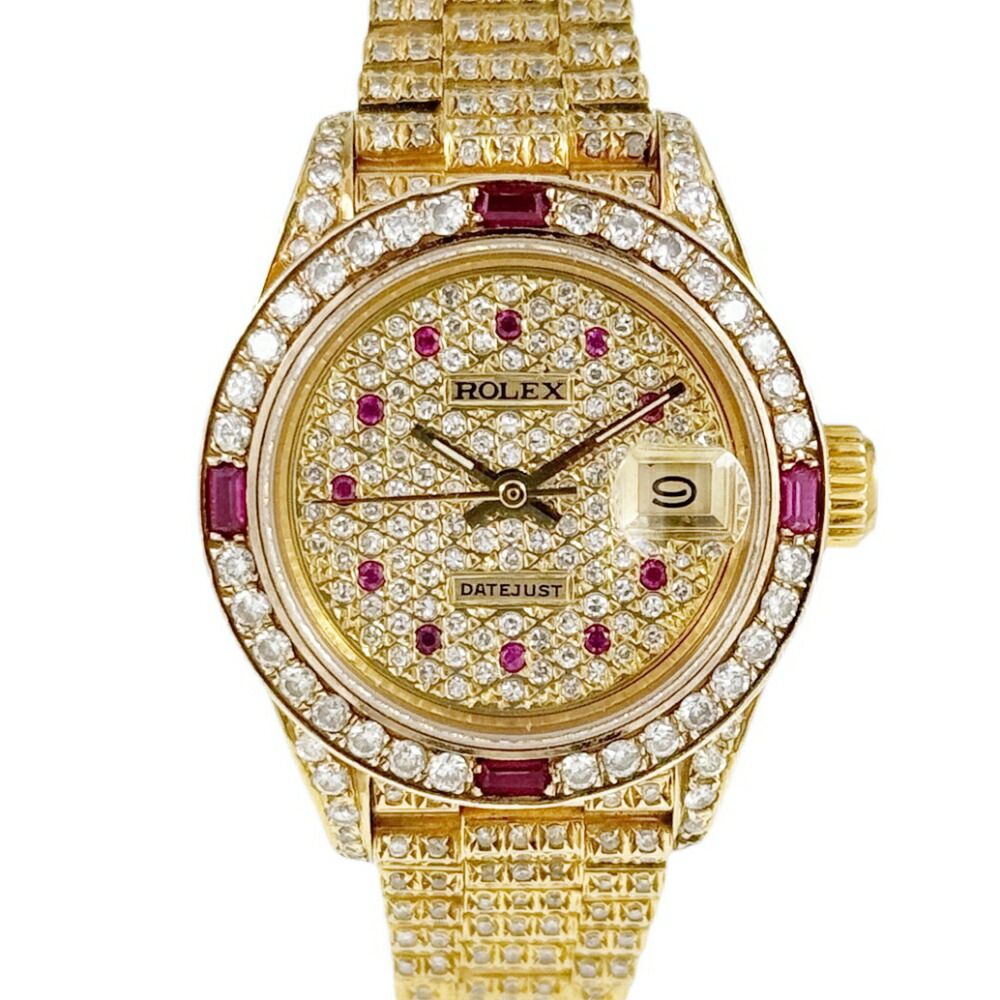 ROLEX 【ロレックス】 69178 デイトジャスト アフターダイヤ レディースウォッチ 腕時計 金無垢 パヴェダイヤ 自動巻き デイト表示 【中古】 USED-B 質屋 かんてい局 加古川店 A2600635 007|質屋かんてい局 加古川店
