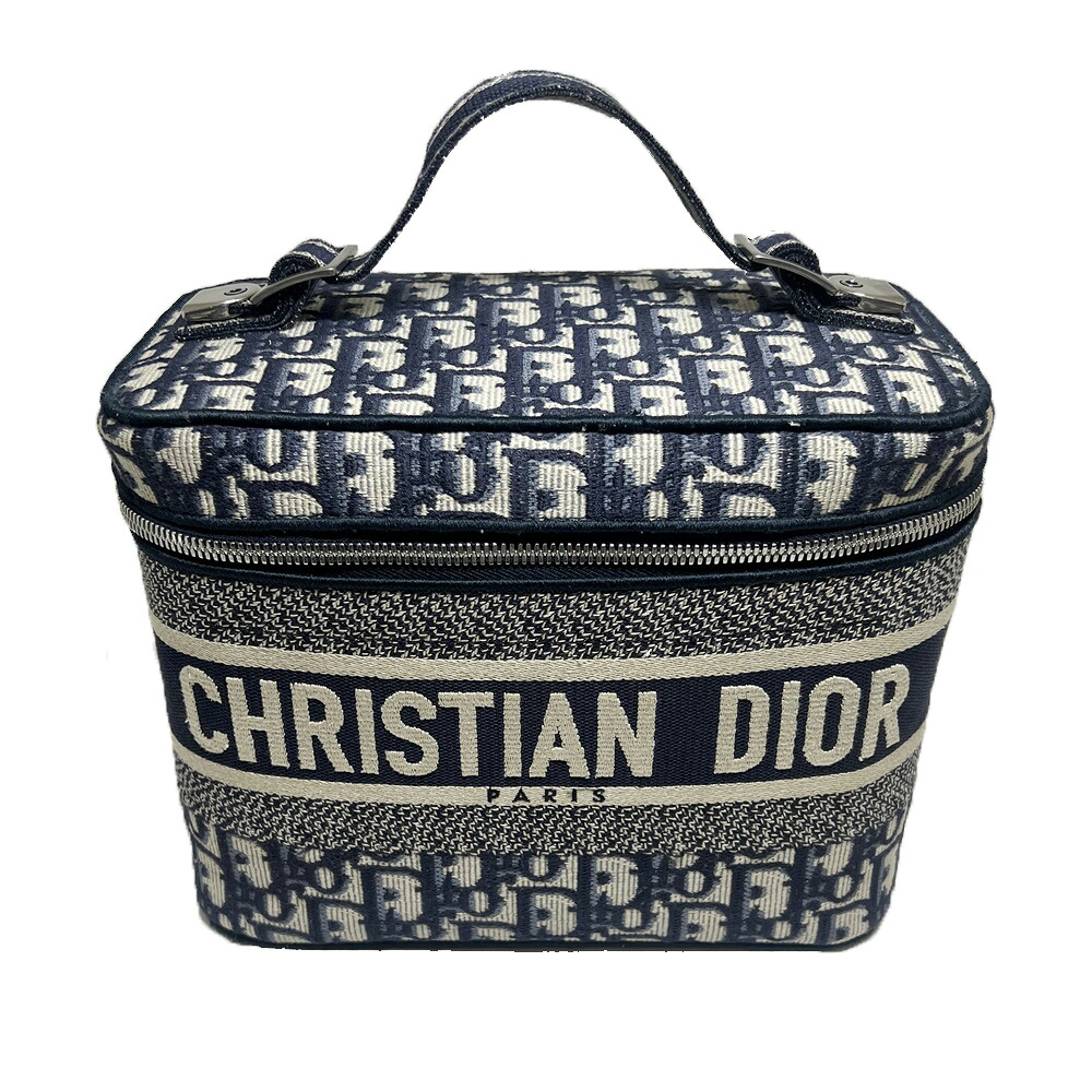 DIOR【ディオール】オブリーク・ヴァニティバッグ キャンバス クリスチャンディオール ハンドバッグ オブリーク トロッター キャンバス ネイビー かばん 鞄 レディース メンズ【中古】USED-A 質屋 かんてい局 加古川店 A23-2377 008|質屋かんてい局 加古川店